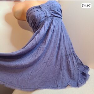 Free People Blue Strapless Fit & Flare Mini Dress Size Large